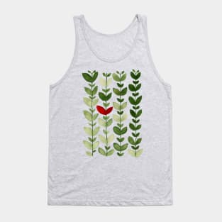 Green Leaves Pattern Tank Top